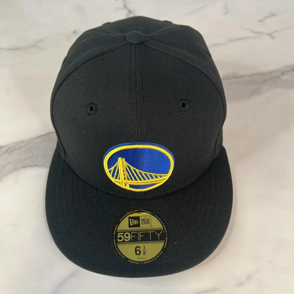 Golden State Warriors Hat Cap Fitted Mens 6 7/8 Black NBA Basketball New Era
